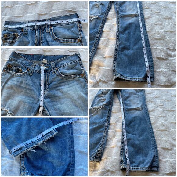 š„True Religion Section Straight Leg Holes Ripped Distressed Grunge Men Jeans 32 - Picture 16 of 16